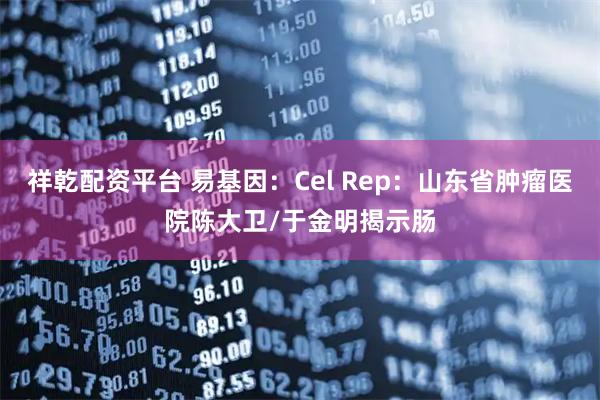 祥乾配资平台 易基因：Cel Rep：山东省肿瘤医院陈大卫/于金明揭示肠